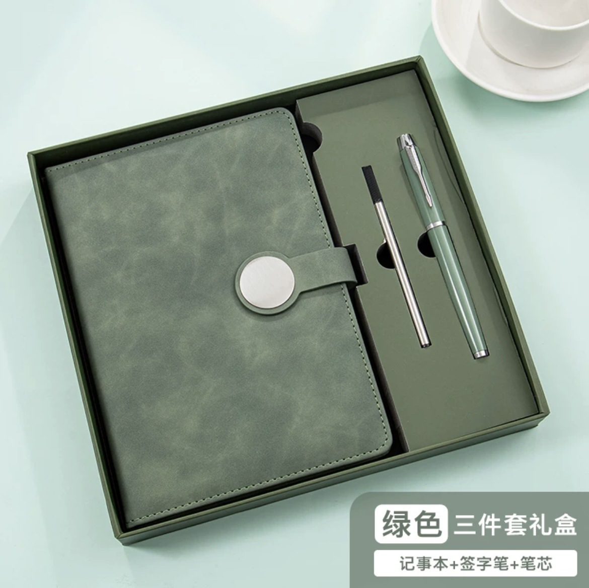 A5-verde-en caja de regalo