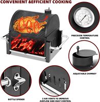 Barbecue portable multifonctionnel pour l'extérieur, revêtement en poudre chromé, grille de cuisson, couvercle de conservation de la chaleur, poignées latérales de transport