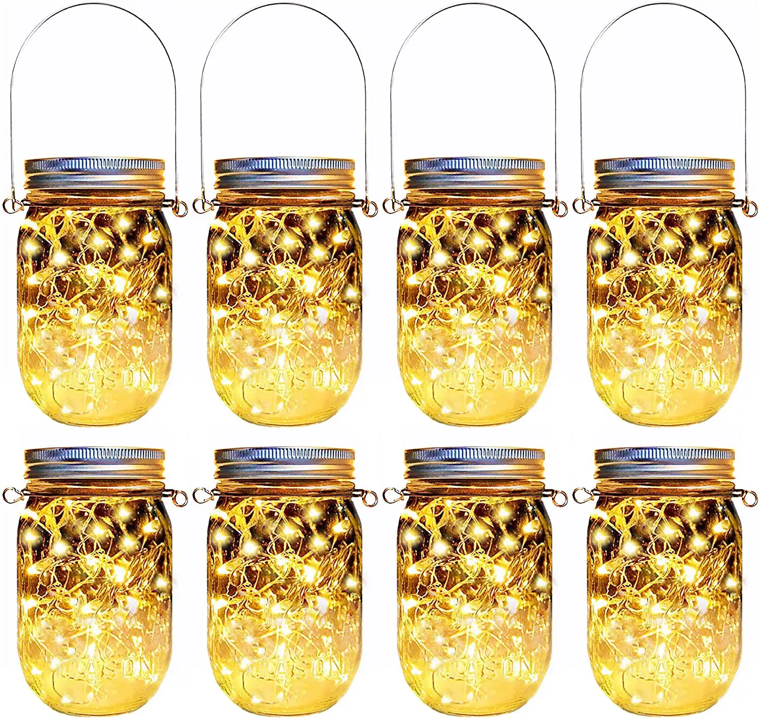 Wholesale Waterproof Led Jar Outdoor Fairy Lantern Hanging Glass Mason Light Garland Lamp Solar Mason Jar lights