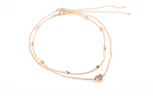 Hot Sale Minimalist Style Small <strong>love</strong> Neck Chain Copper Heart Double Pendant Clavicle Necklace - Product Image 6