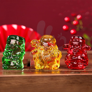 Figurine en cristal des cinq dieux de la richesse, ornement décoratif pour la maison, cadeau Feng Shui, jaune, rouge, vert, noir, blanc - Product Image 3