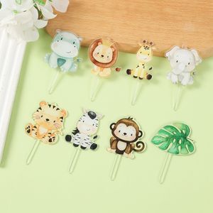 Décorations de gâteau en acrylique pour fête sur le thème de la <span class=keywords><strong>jungle</strong></span>, animaux, décorations de cupcakes pour anniversaire, fête d'anniversaire d'enfants, fête prénatale, ensemble de décorations de cupcakes - Product Image 5