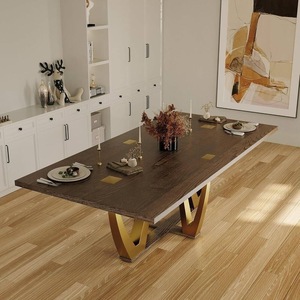 <span class=keywords><strong>Tavolo</strong></span> da Pranzo in <span class=keywords><strong>Legno</strong></span> Massello con Struttura in Metallo, Arredamento di Lusso per Sala da Pranzo - Product Image 1