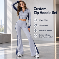 Ensemble deux pièces extensible en maille pour femme, polyester et élasthanne, pantalon évasé en tissu élastique pour la randonnée en extérieur