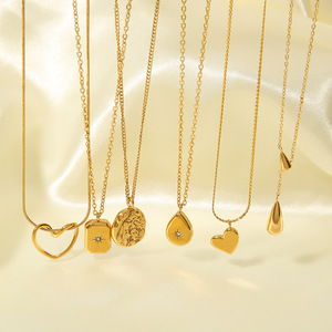 Collar Clásico de Oro con Colgante de Corazón <span class=keywords><strong>Irregular</strong></span> y Gota de Agua, Joyería Vintage con Circonita para Mujer - Product Image 3