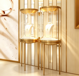 Vitrine à bijoux ronde en <span class=keywords><strong>bois</strong></span> avec plateau coulissant, comptoir de présentation de bijoux, armoire de présentation de bijoux, kiosque - Product Image 3