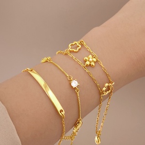 Minimalist Fashion <b>Bracelet</b> 18K <b>Gold</b> Plated Trendy Pearl Daisy Flower <b>Bracelet</b> for Women - Product Image 1