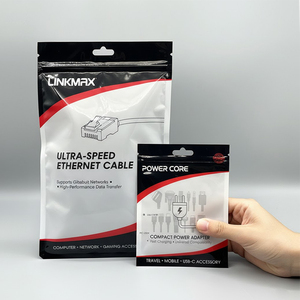 Bolsa de Mylar con Cierre Ziplock, Personalizada de Fábrica, con Impresión, Resellable, de Plástico, con Sellado de 3 Lados, Orificio para Colgar Cables Electrónicos y Ventana Transparente - Product Image 5