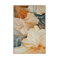 Peinture à l'huile abstraite moderne de feuille de Ginkgo, peinte à la main, texture épaisse, tons neutres et chauds, décoration murale encadrée pour chambre et entrée