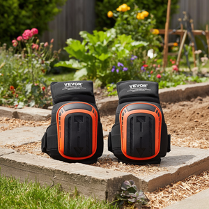 Genouillères extensibles Vevor, noires et orange, en mousse antidérapante, avec fermeture auto-agrippante, pour le jardinage et les travaux de construction - Product Image 2