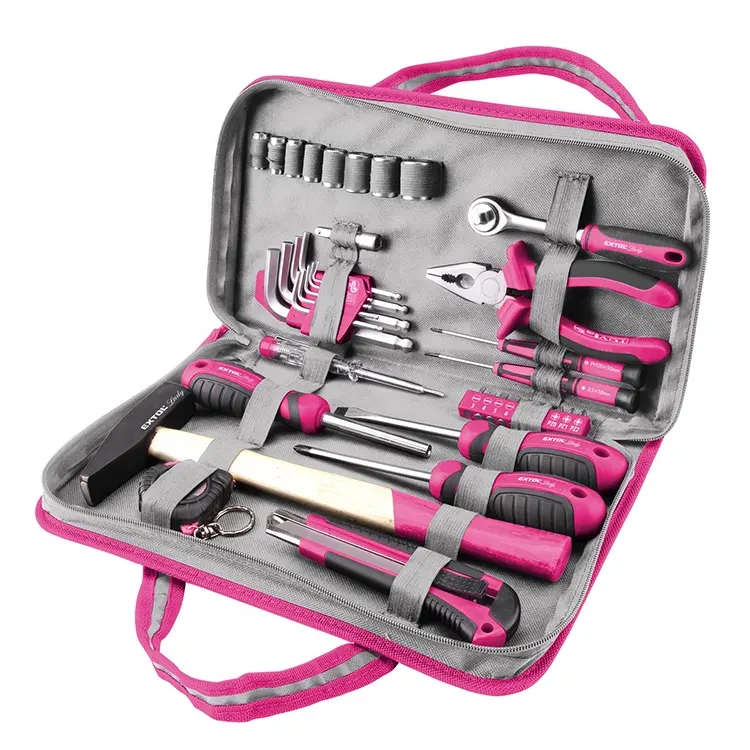 6596 EXTOL 39個Household Women Hand Tool Sets /Cute Tools Set/Home Repair Ladies Tool Kit Pink Tool Set ToolsとHardware