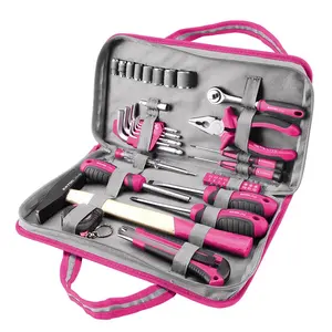 6596颂扬39pcs家庭妇女手工具集/可爱的工具套装/家居维修女士工具包粉红色工具套装工具和硬件