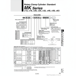 กระบอกลมแบบหมุน MKB50-20LZ ชิ้นส่วนนิวเมติก SMC - Product Image 1