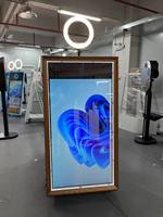 Cabina de Fotos Retro de 65 Pulgadas con Maleta de Transporte, Kiosco Digital para Selfies con Anillo de Luz para Bodas y Eventos