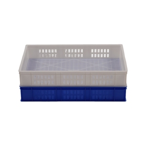 Conteneurs de stockage en plastique recyclables perforés et ventilés empilables, caisses en plastique pour fruits et légumes, caisses de déménagement - Product Image 5