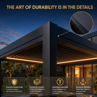 Pergola motorisée d'extérieur en aluminium, auvent mural, toit ouvrant à lamelles imperméable