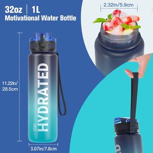 Sahara Sailor Tritan BPA-Free 32/25/17oz bottiglie d'acqua durevole a tenuta stagna indicatore di tempo motivazionale bocca larga spazzola facile da pulire - Product Image 5