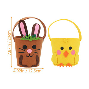 DAMAI Felt Bunny Chick <b>Basket</b> with Handle, Kids <b>Easter</b> Egg Hunt Candy Bucket, Cartoon Rabbit Chicken <b>Gift</b> Bag for <b>Easter</b> Party - Product Image 6