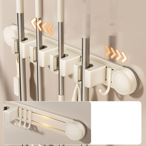 Support mural à ventouse pour serpillière, serviettes de salle de bain et <span class=keywords><strong>balais</strong></span>, sans perçage, <span class=keywords><strong>crochet</strong></span> en plastique – Nouveauté - Product Image 6