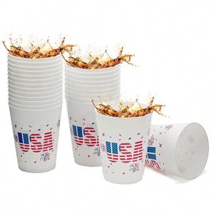USA Flag 4th July Bbq Tailgate Picnic <b>Reusable</b> 16oz Tumbler Coffee Water Beer Straight Sip Party <b>Cups</b> - Product Image 2
