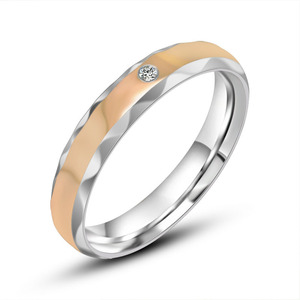 Unisex <b>Titanium</b> Steel <b>Rings</b> With Diamond Inlay Geometric Design Wedding Couple Jewelry SA533-534 - Product Image 5