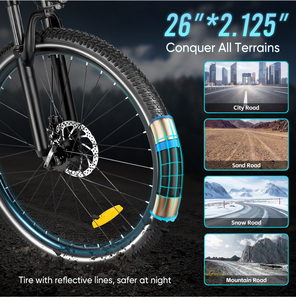 Batterie au lithium 36V 13AH pour vélo électrique tout-terrain et urbain 27,5 pouces, 7 vitesses, moteur électronique sans balais, acier au carbone, OEM - Product Image 3