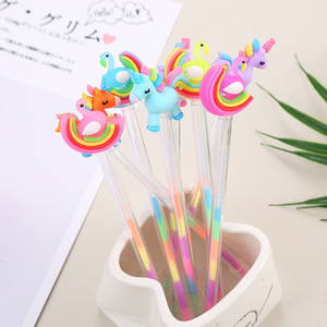 Papeterie Créative Multicolore Fluorescent Gel Stylos Mignon Flamingo & Licorne Surligneur Étudiants Neutre Métal Stylos Pour Quotidien - Product Image 1