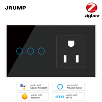 JRUMP 147 Zigbee Smart Series Prise US avec interrupteur tactile 1-4G LED Contrôle APP Fonctionne avec Alexa Google Assista