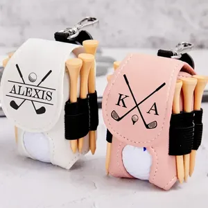 Custom Logo PU Leather Storage Bag with <b>Small</b> Pocket for Golf Balls Waterproof Tees Holder Case Promotional Sports <b>Backpack</b> - Product Image 3