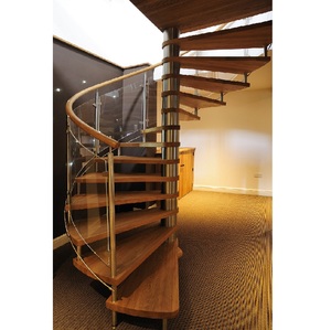 Escalier en colimaçon en bois avec poutre centrale en acier au carbone, conception personnalisée pour escalier intérieur - Product Image 4