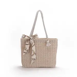 Custom spring/summer Fairy Lace large capacity bucket portable straw braided single shoulder small fresh all-in-one beach bag