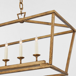 Antique Gold Metal Lantern Pendant <b>Light</b> 4 <b>Lights</b> Cage Chandelier For Kitchen Island Foyer Entryway Hallway Decoration - Product Image 1