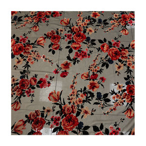 Tissu en velours imprimé floral 18% NYLON 82% RAYON, doux, respirant, semi-transparent, léger, velours brûlé pour robe Abaya - Product Image 6