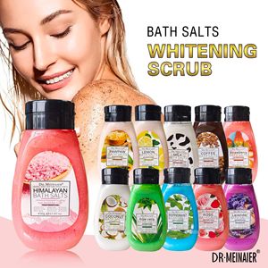 Exfoliante de azúcar de karité de etiqueta privada, exfoliante corporal de frutas y vitaminas, exfoliante blanqueador de sal rosa, exfoliante facial de sal de baño orgánica