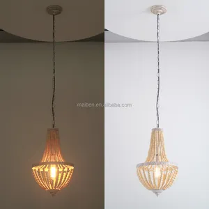 Lampadario americano Boho antico spazzolato nuovo tipo lampadario nordico con perline in legno per decorazioni per la casa