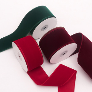 Pita Beludru Tepi Kawat Natal, Pita Satin Dua Sisi dengan Lapisan Flanel, Pita untuk Pembungkus Kotak Hadiah Natal, Pembuatan Pita, Kerajinan DIY - Product Image 1