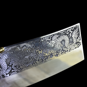 Manche en cuivre forgé à la main chinois évidé couteau à trancher tranchant en acier inoxydable coupe de viande couteau de chef couteau cadeau - Product Image 6