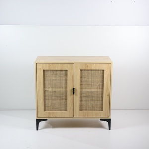 Armoire de rangement en bois à <span class=keywords><strong>2</strong></span> <span class=keywords><strong>portes</strong></span> en rotin moderne, <span class=keywords><strong>buffet</strong></span> de style bohème pour salon et chambre - Product Image 2