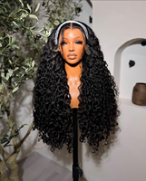 Perruques en cheveux indiens bruts longs et bouclés, alignés sur les cuticules, avec dentelle transparente, perruques naturelles en cheveux humains, sans colle, avec dentelle HD complète