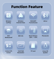 EKIY Navigasi Motor Nirkabel CarPlay Android Auto Layar Mirroring Portabel Monitor Motor DVR
