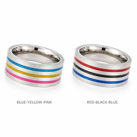 316L Edelstahl 18K Vergoldeter Ring Vintage Drei Rillen Regenbogen Öltropfen Hip-Hop Party Anpassbare Gravur