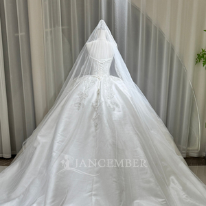 Lsoy047 <b>Wedding</b> Dress Ball Gowns Bridal Luxury Style Satin Shinny Rhinestones Skirt Sleeveless Princess Ivory Jancember - Product Image 2