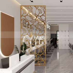 EX065 Gold Plated Stainless Steel Laser Cut Modern Multi-Functional Durable Art Theme Irregular Structure Room Divider - Product Image 3