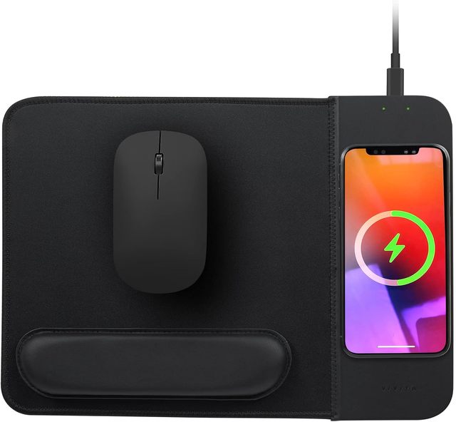Customizable Blank LED 15W Wireless Charging Gaming Mouse Pad with Water Resistant Surface and Wrist Support for PC