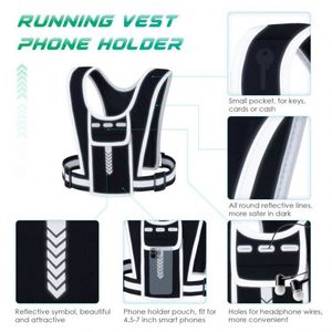 Athletic Fitness Outdoor Sport Phone Holder <b>Reflective</b> <b>Running</b> <b>Vest</b> with Water Bottle Pouch - Product Image 6
