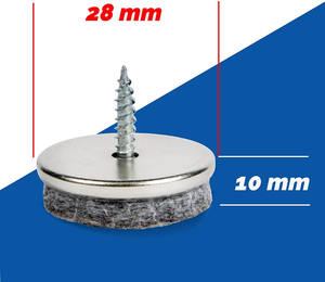 Protecteur pour jambe de chaise de 28mm, 1 pièce, diapositives de siège, <span class=keywords><strong>antidérapant</strong></span>, tampon en feutre glide, pour meubles avec vis - Product Image 2