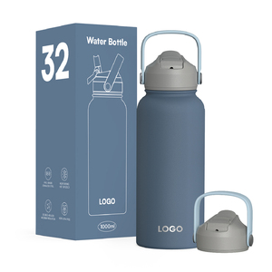 Double Wall Custom Logo Bottle Stainless Steel Flask Best Gym Sports Water Bottle with Handle Lid 18oz 22oz 32oz 40oz 64oz