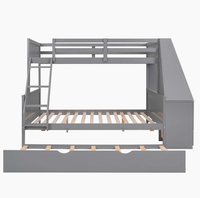 Lit superposé double gris avec lit gigogne et bureau intégré Lit à deux couches pour enfants/enfants/étudiants avec lit gigogne