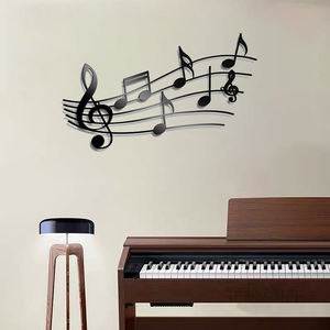 Décorations <span class=keywords><strong>de</strong></span> notes <span class=keywords><strong>de</strong></span> <span class=keywords><strong>musique</strong></span> Offres Spéciales modernes Art mural Décoration <span class=keywords><strong>murale</strong></span> en métal Panneaux muraux noirs - Product Image 5