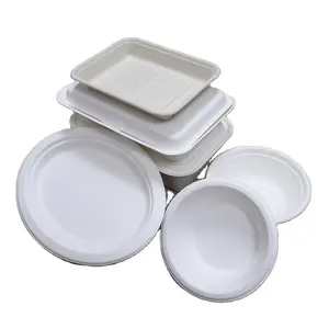 Vente en gros, bol à salade de Bagasse, canne à sucre, bol à soupe en papier, bol à emporter jetable, écologique, 100%, 12 oz, 16 oz